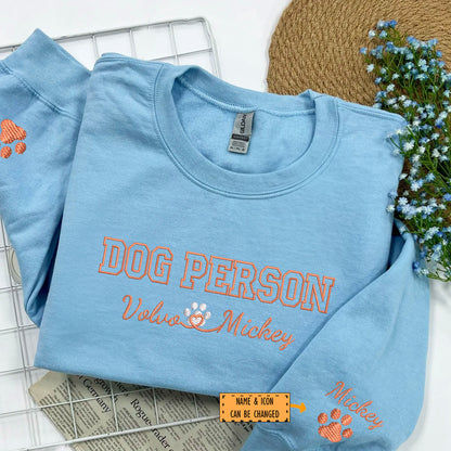 Custom Dog Person With Names Embroidered Sweatshirt