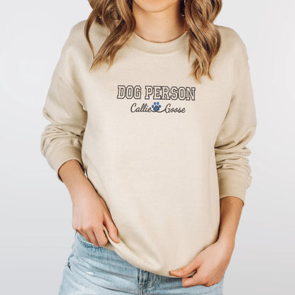 Custom Dog Person With Names Embroidered Sweatshirt