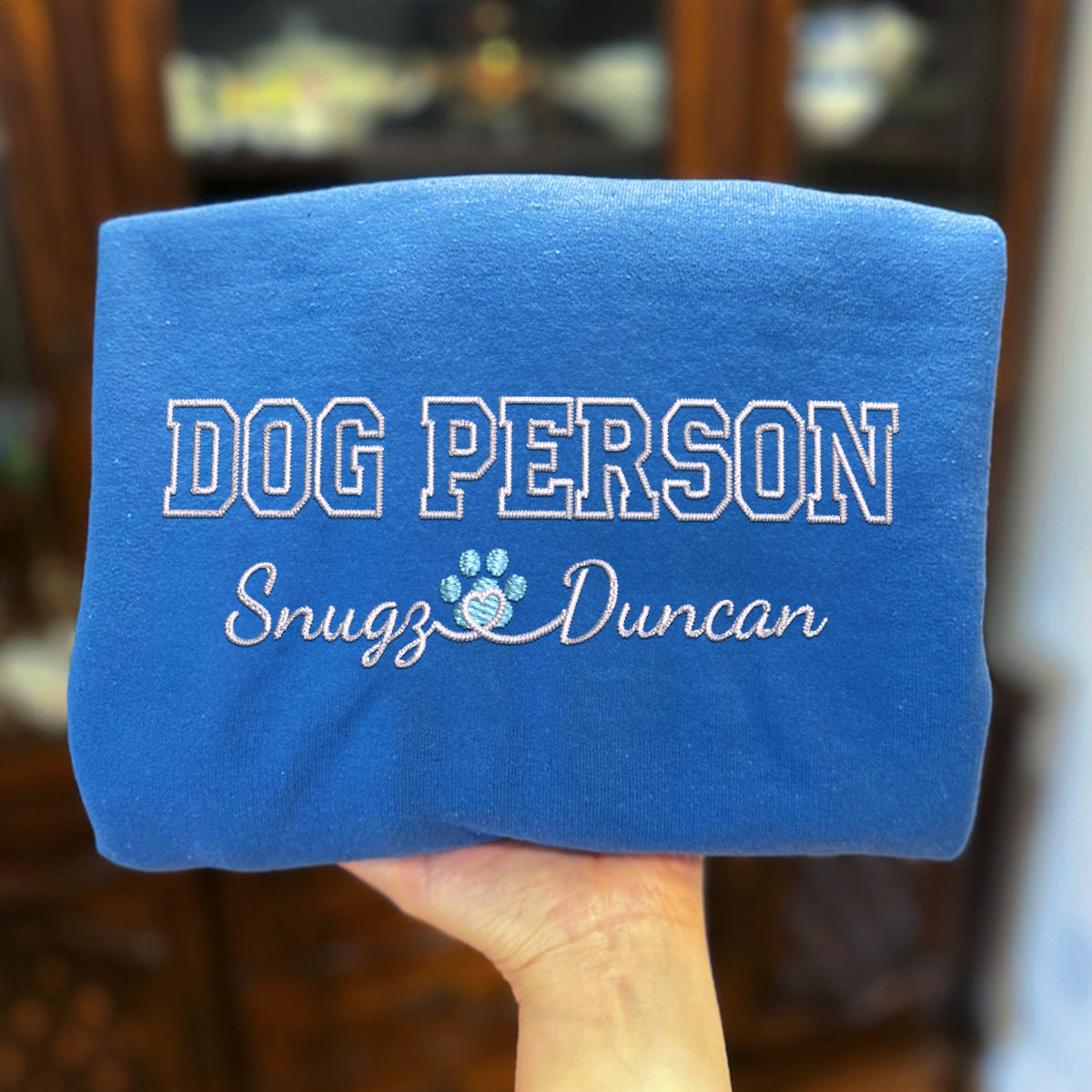 Custom Dog Person With Names Embroidered Sweatshirt