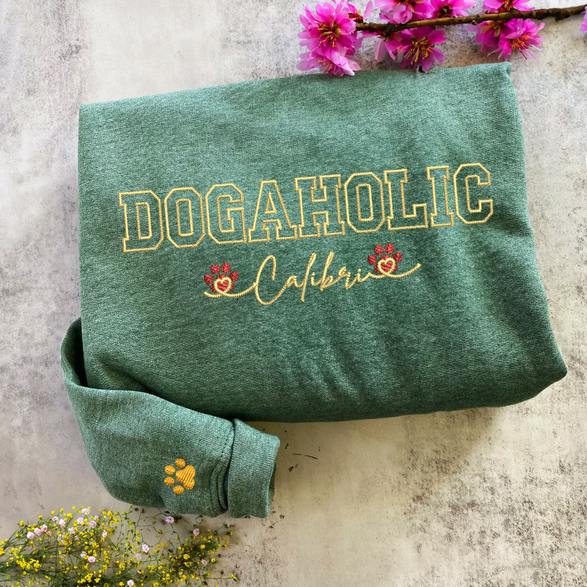 Custom Dogaholic With Names Embroidered Hoodie