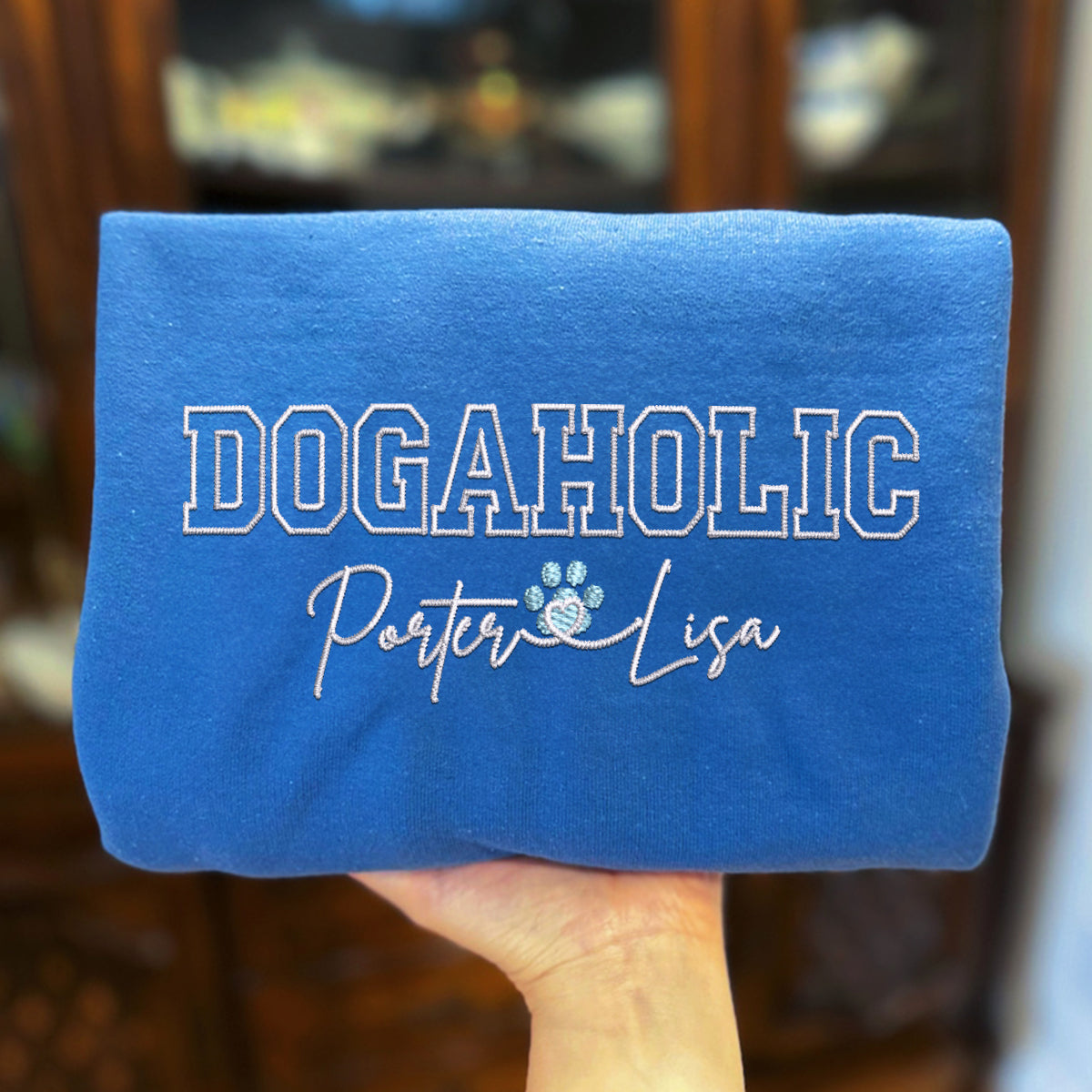 Custom Dogaholic With Names Embroidered Hoodie