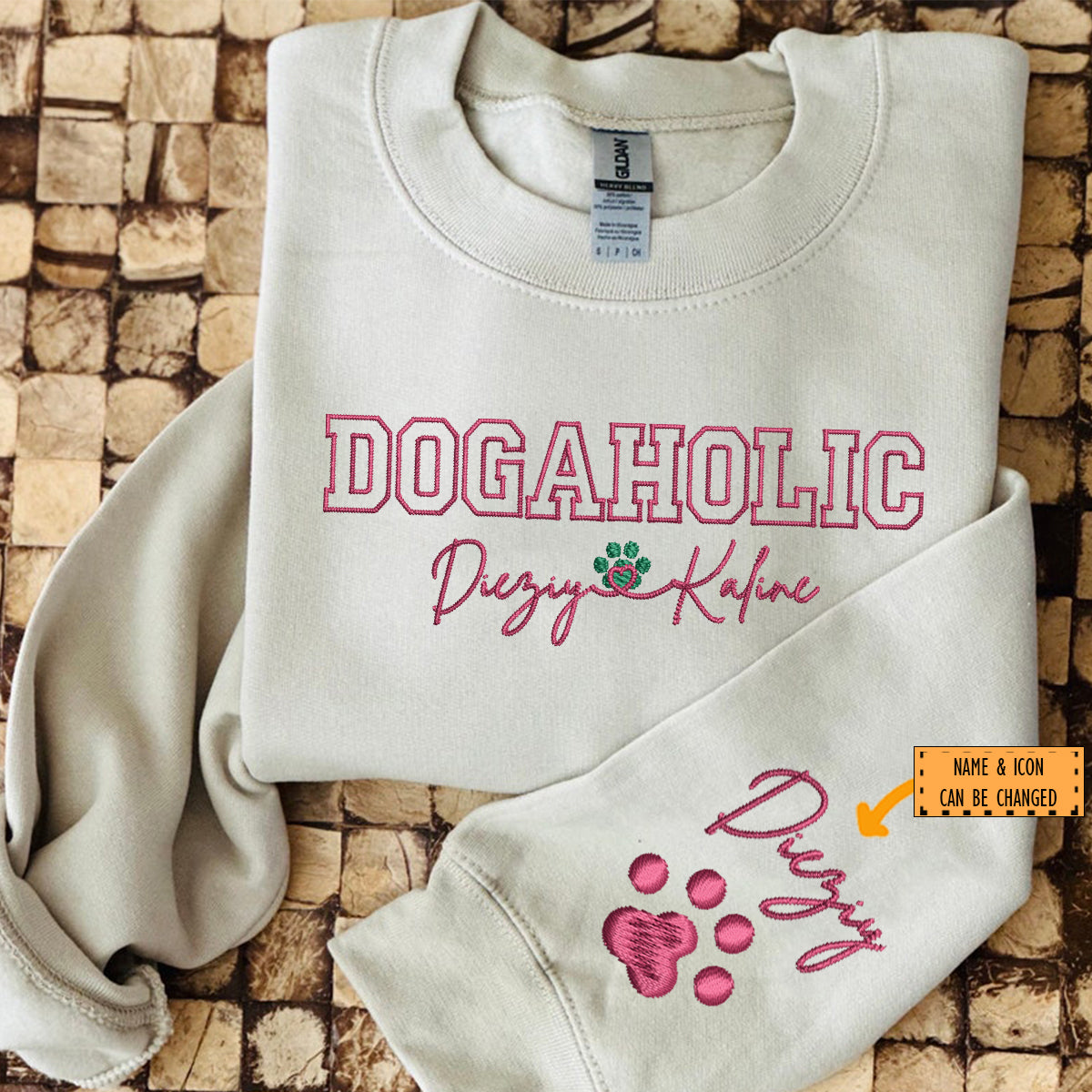 Custom Dogaholic With Names Embroidered Sweatshirt