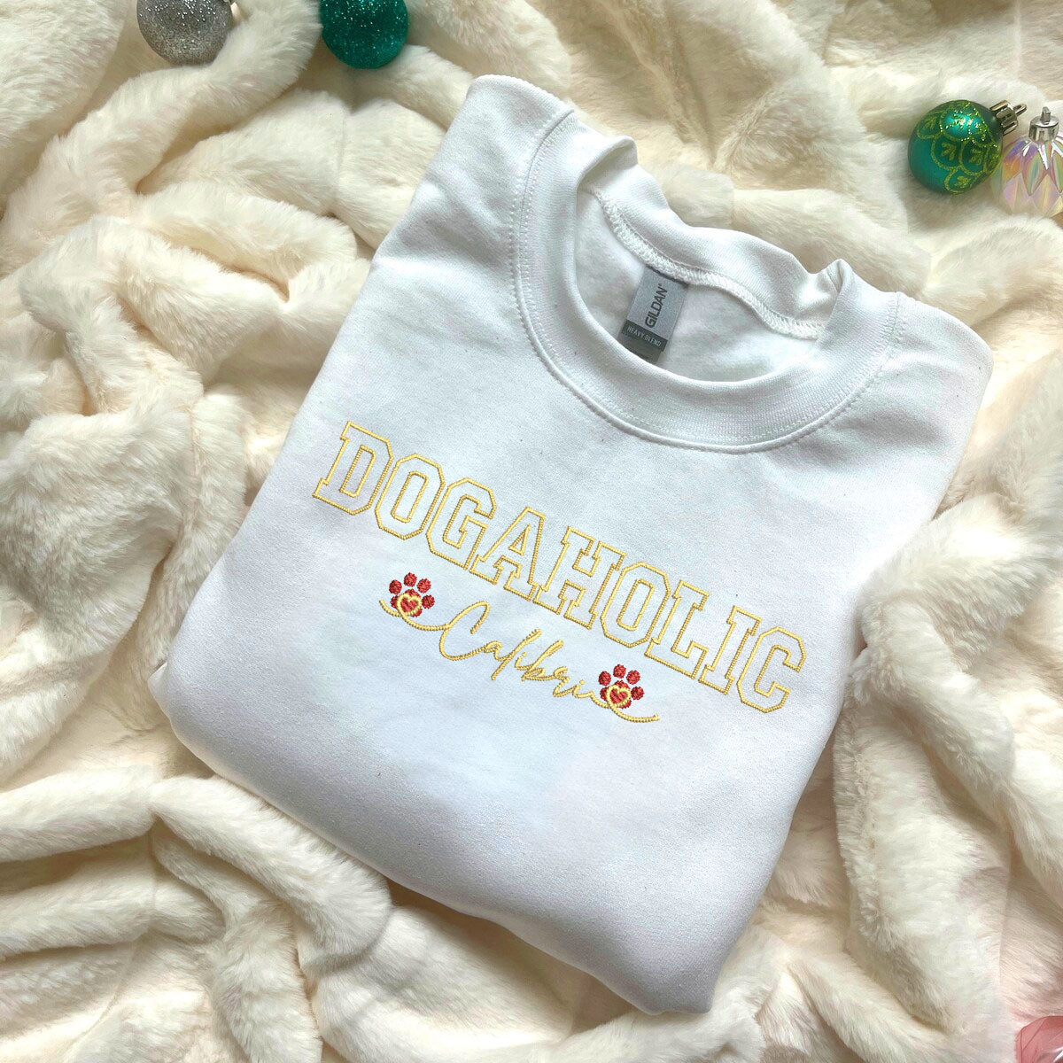 Custom Dogaholic With Names Embroidered Sweatshirt