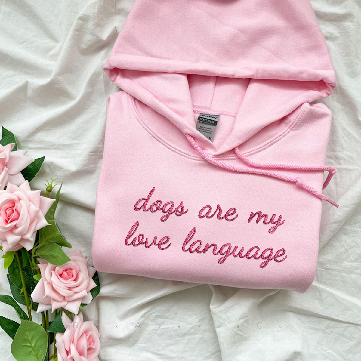 Custom Dogs Are My Love Language Embroidered Hoodie