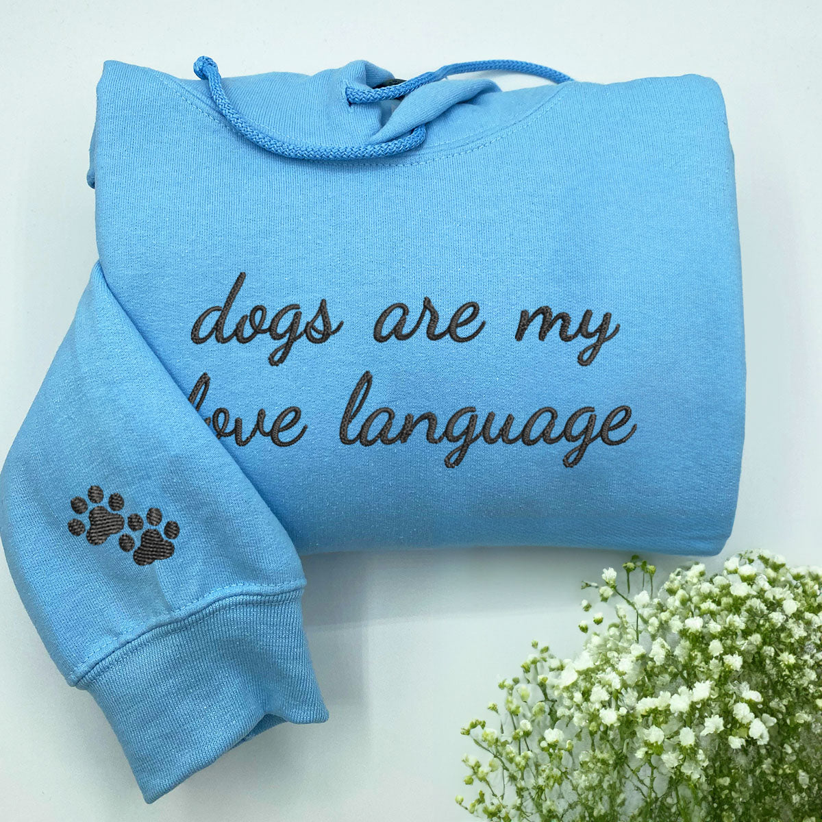 Custom Dogs Are My Love Language Embroidered Hoodie