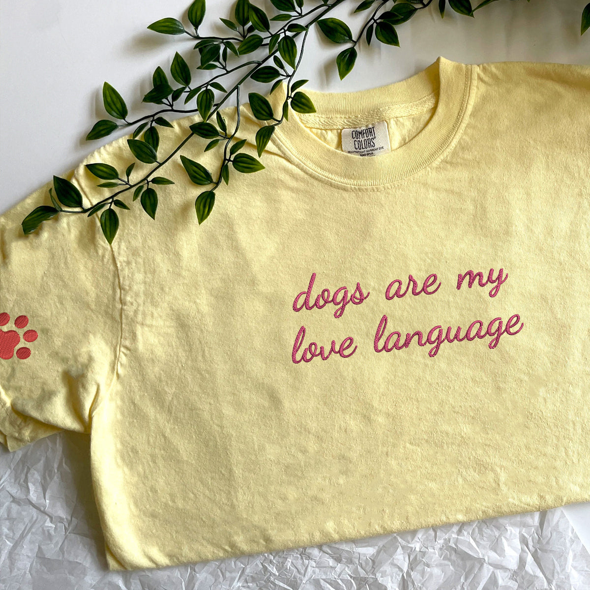 Custom Dogs Are My Love Language Embroidered T-Shirt