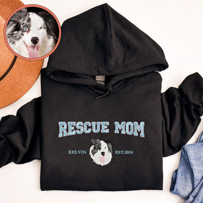 Custom Full-Color Varsity Rescue Mom Embroidered Hoodie