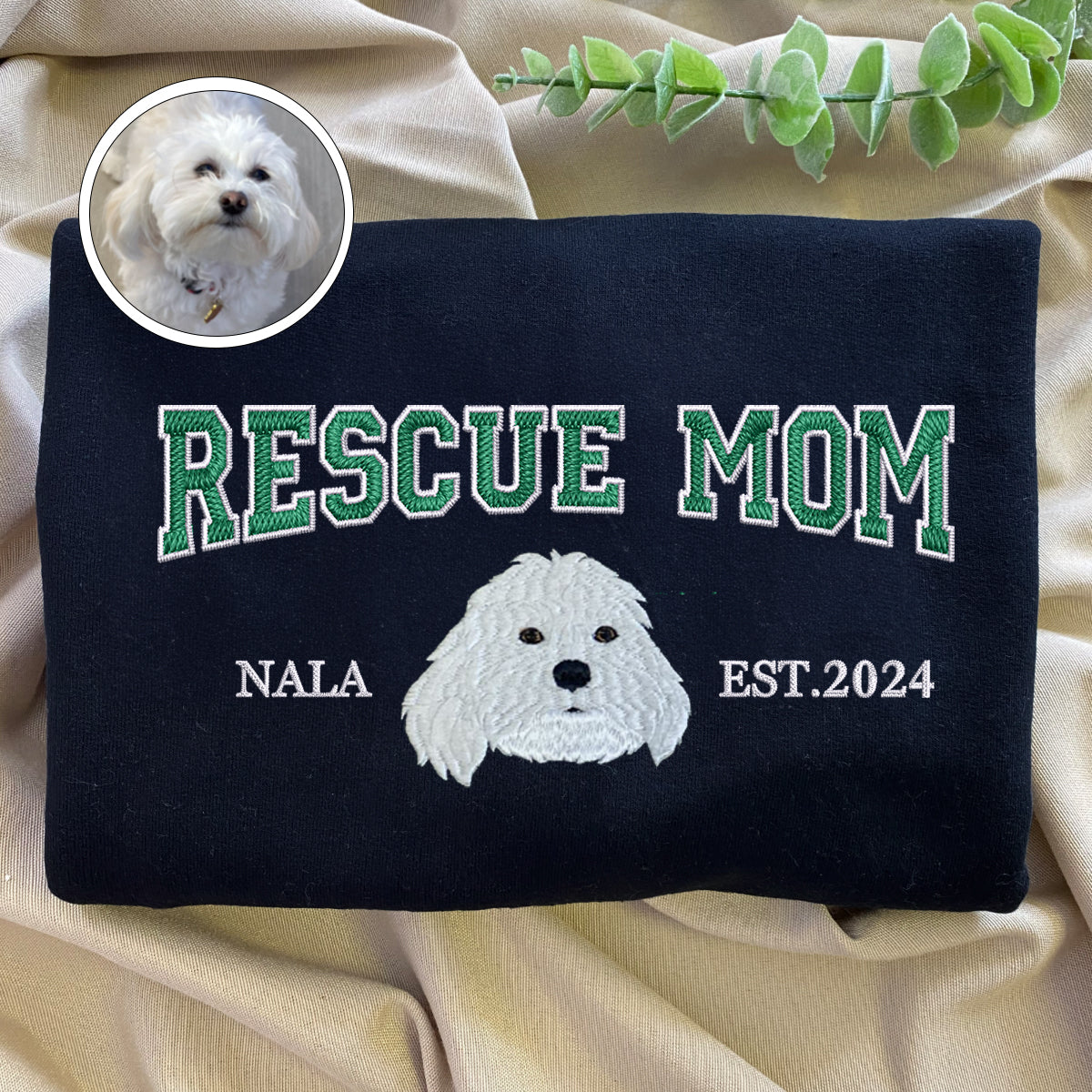 Custom Full-Color Varsity Rescue Mom Embroidered Hoodie