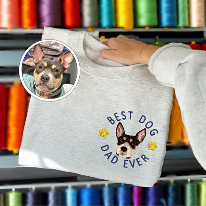 Custom Full-Color Best Dog Dad Ever Embroidered Sweatshirt