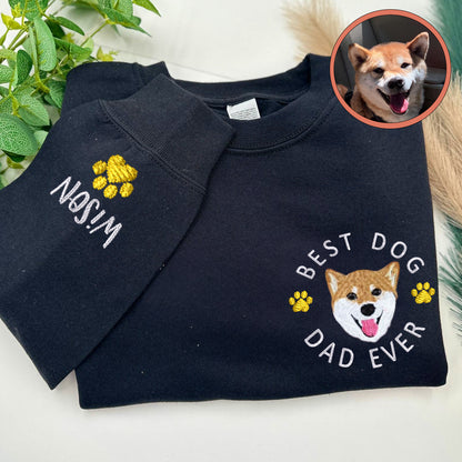 Custom Full-Color Best Dog Dad Ever Embroidered Sweatshirt