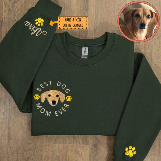 Custom Full-Color Best Dog Mom Ever Embroidered Sweatshirt