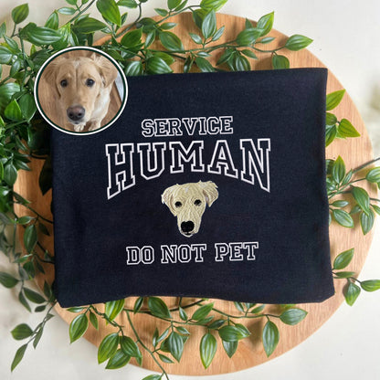 Custom Full-Color Varsity Dog Service Human Do Not Pet Embroidered Hoodie