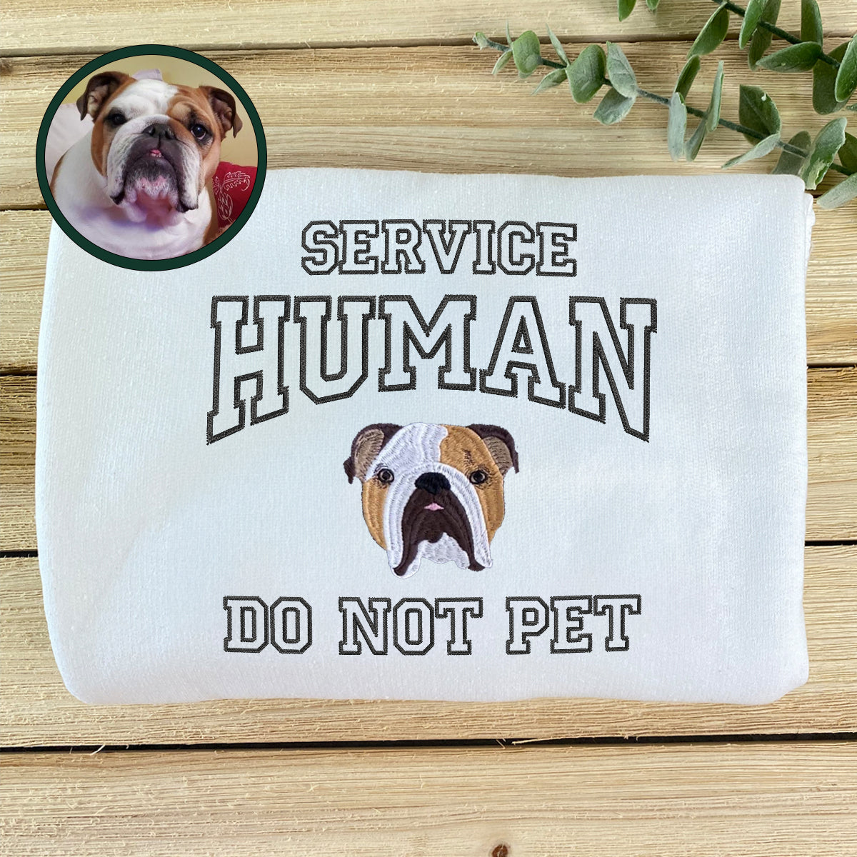 Custom Full-Color Varsity Dog Service Human Do Not Pet Embroidered Hoodie