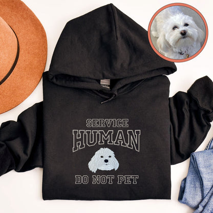 Custom Full-Color Varsity Dog Service Human Do Not Pet Embroidered Hoodie