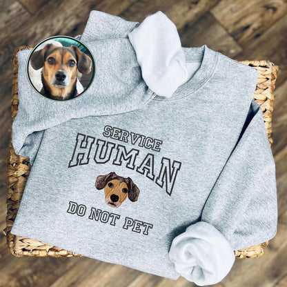 Custom Full-Color Varsity Dog Service Human Do Not Pet Embroidered Sweatshirt