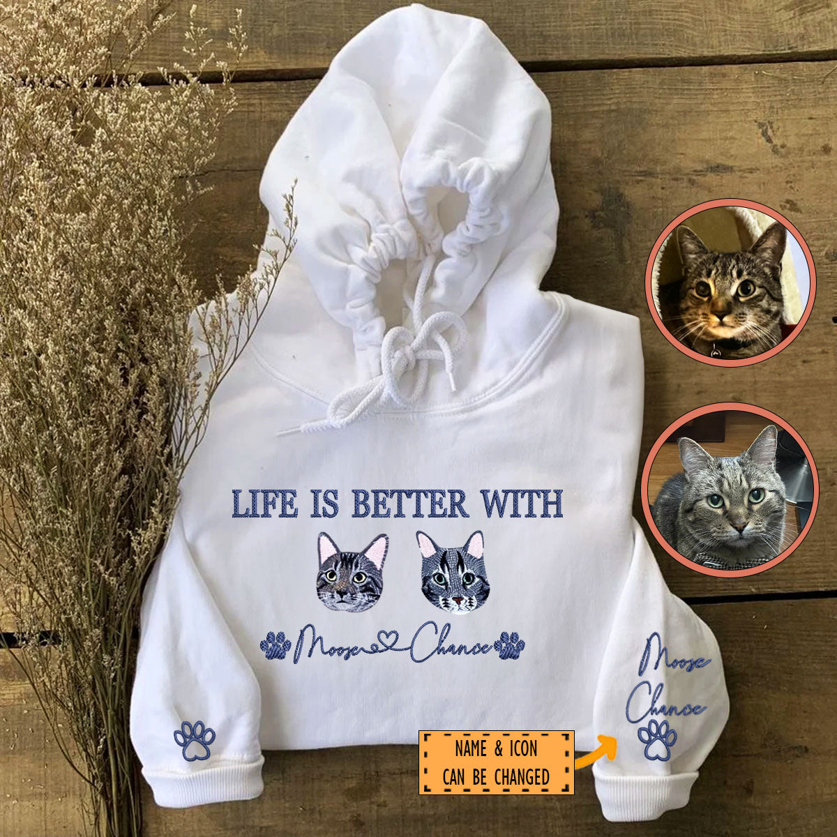 Custom Full-Color Life Is Better With Embroidered Hoodie