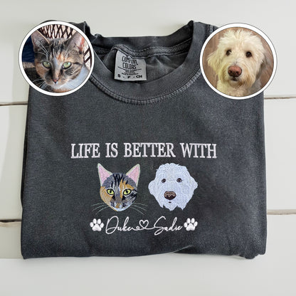 Custom Full-Color Life Is Better With Embroidered T-Shirt