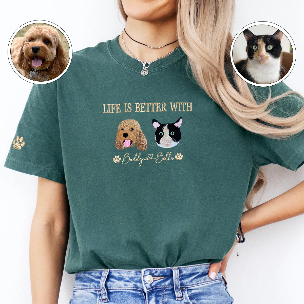 Custom Full-Color Life Is Better With Embroidered T-Shirt