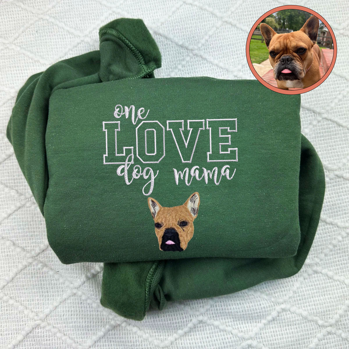 Custom Full-Color One Love Dog Mama Embroidered Hoodie