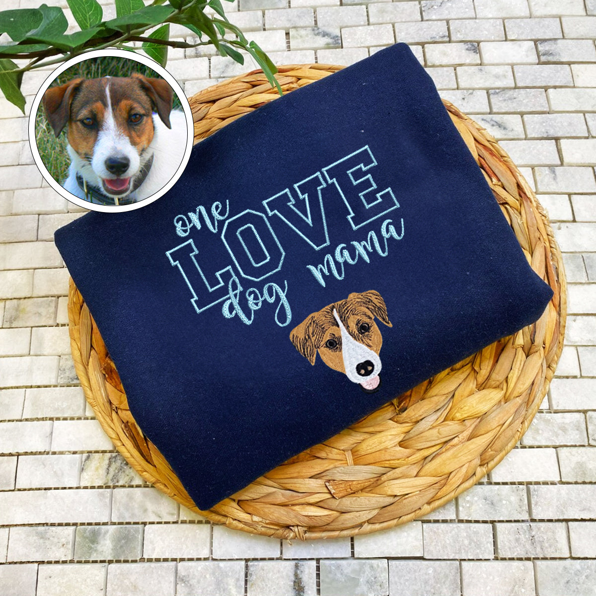 Custom Full-Color One Love Dog Mama Embroidered Hoodie