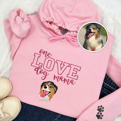 Custom Full-Color One Love Dog Mama Embroidered Hoodie