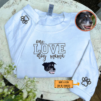 Custom Full-Color One Love Dog Mama Embroidered Sweatshirt