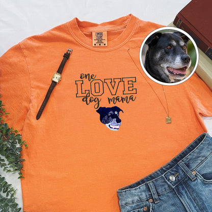 Custom Full-Color One Love Dog Mama Embroidered T-Shirt