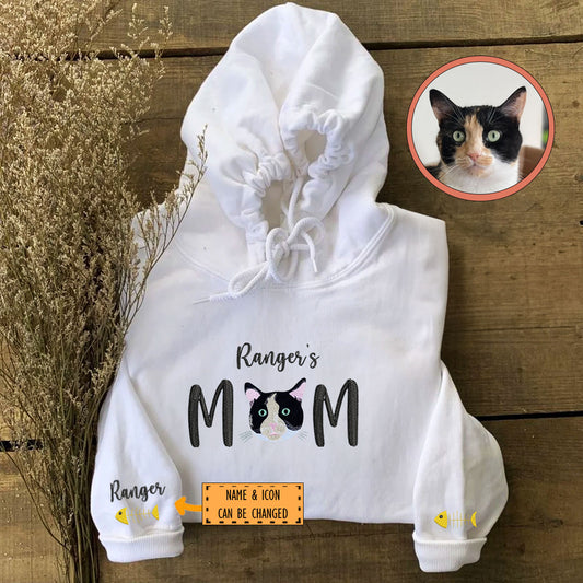 Custom Full-Color Pet Mom With Name Embroidered Hoodie