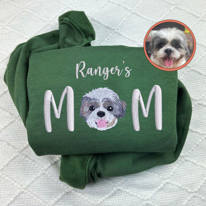 Custom Full-Color Pet Mom With Name Embroidered Hoodie