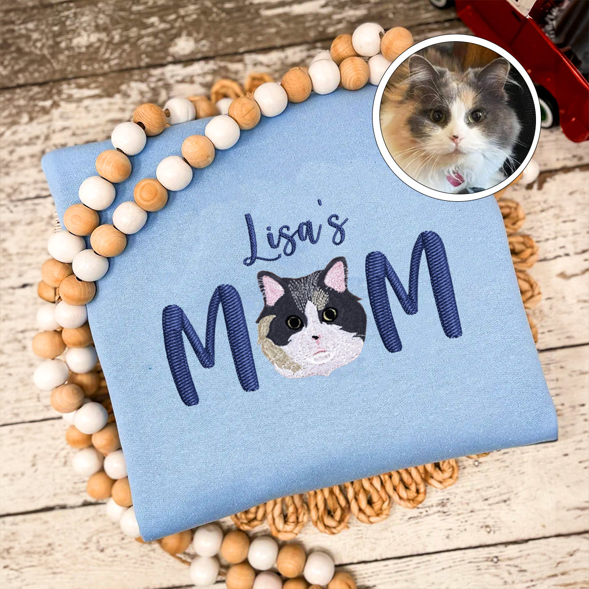 Custom Full-Color Pet Mom With Name Embroidered Hoodie