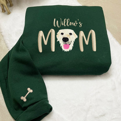 Custom Full-Color Pet Mom With Name Embroidered Hoodie