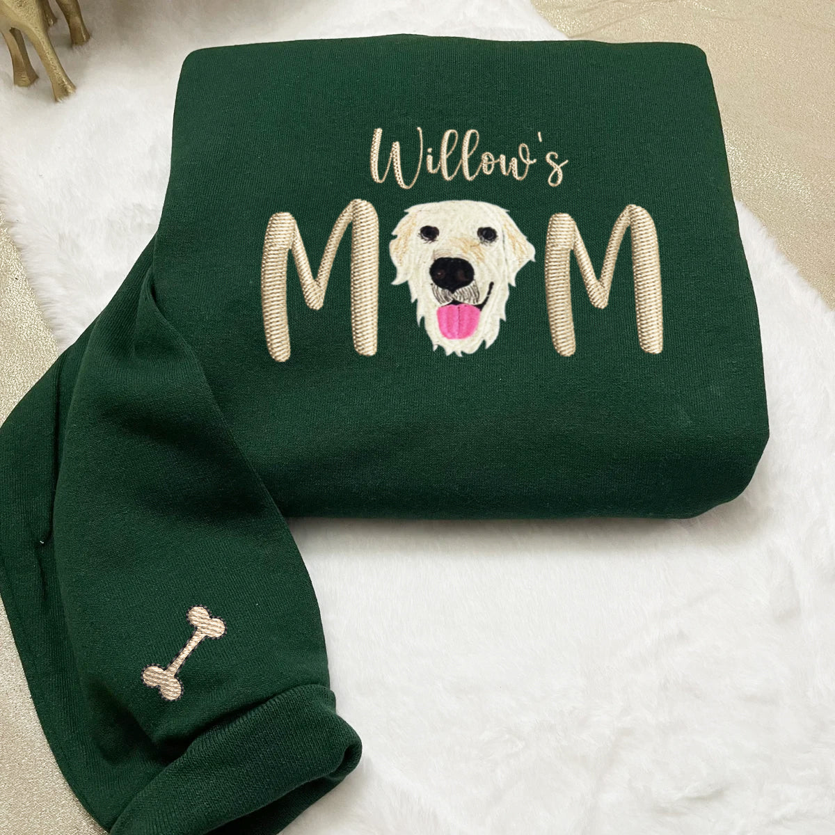 Custom Full-Color Pet Mom With Name Embroidered Sweatshirt