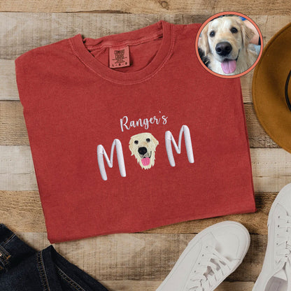 Custom Full-Color Pet Mom With Name Embroidered T-Shirt