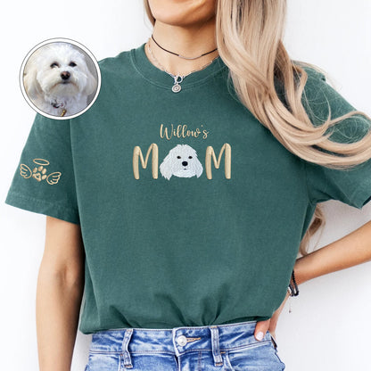 Custom Full-Color Pet Mom With Name Embroidered T-Shirt