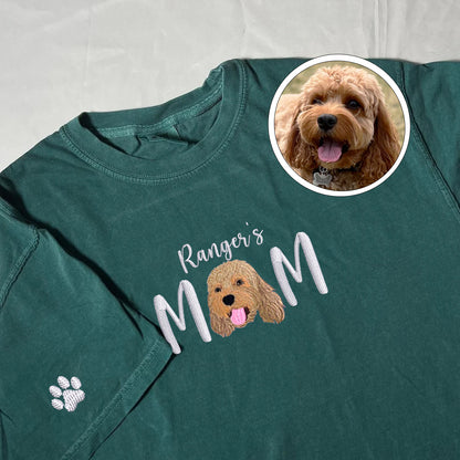 Custom Full-Color Pet Mom With Name Embroidered T-Shirt