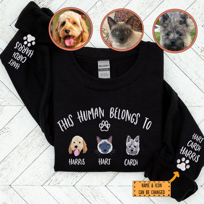 Custom Full-Color This Human Belongs To Embroidered Sweatshirt