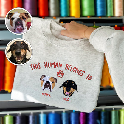 Custom Full-Color This Human Belongs To Embroidered Sweatshirt