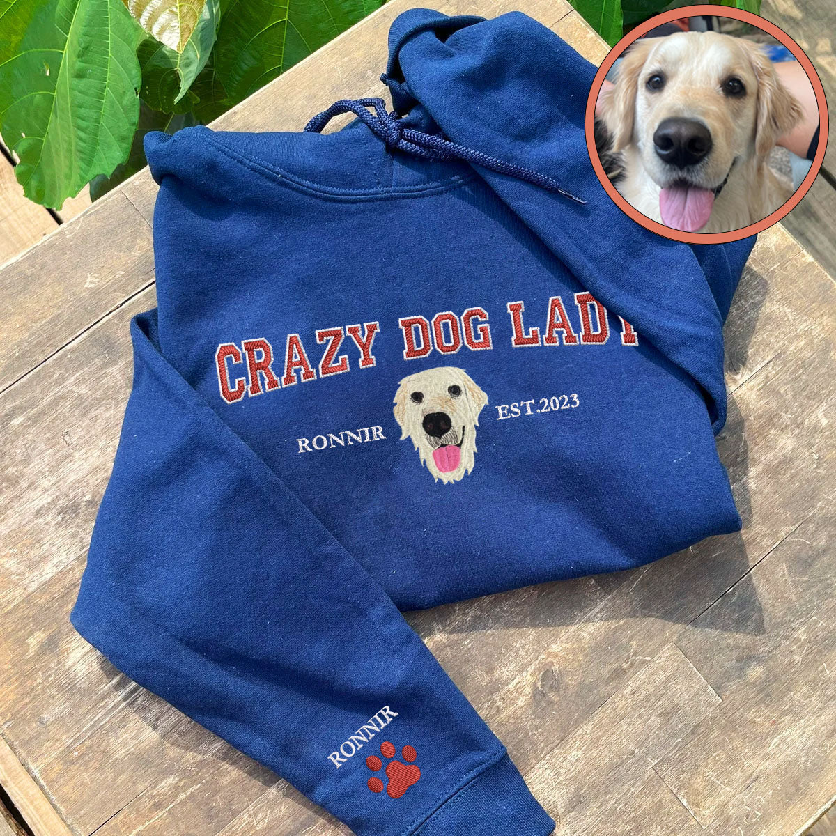 Custom Full-Color Varsity Crazy Dog Lady Hoodie