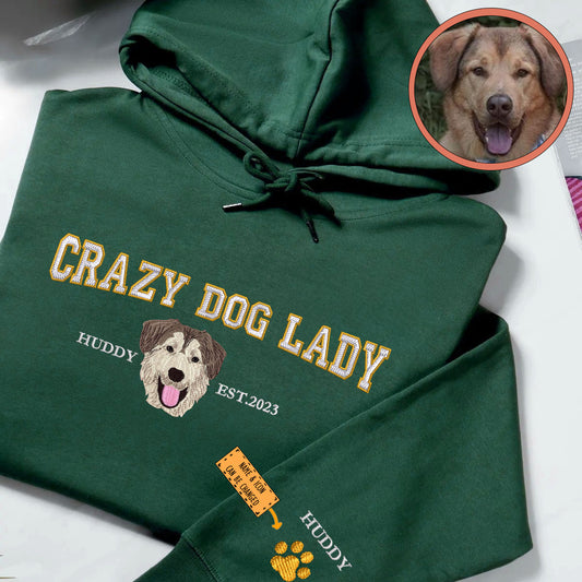 Custom Full-Color Varsity Crazy Dog Lady Hoodie