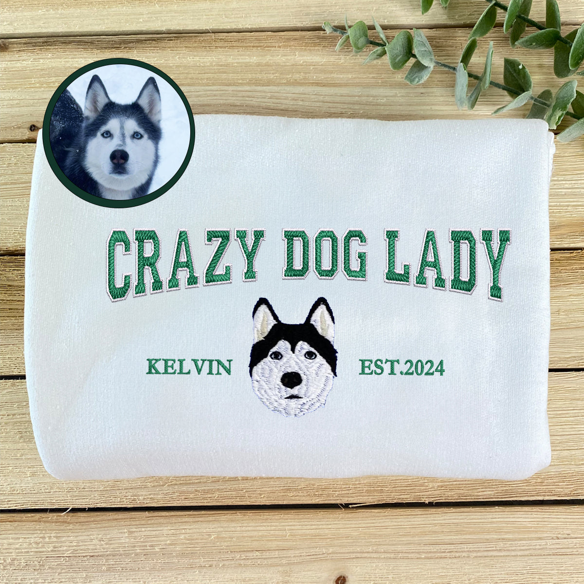 Custom Full-Color Varsity Crazy Dog Lady Hoodie