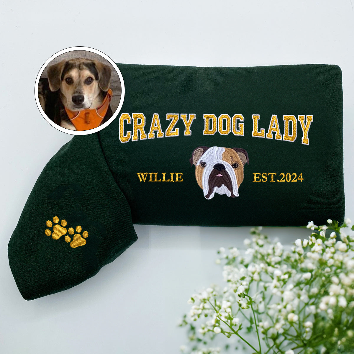 Custom Full-Color Varsity Crazy Dog Lady Hoodie