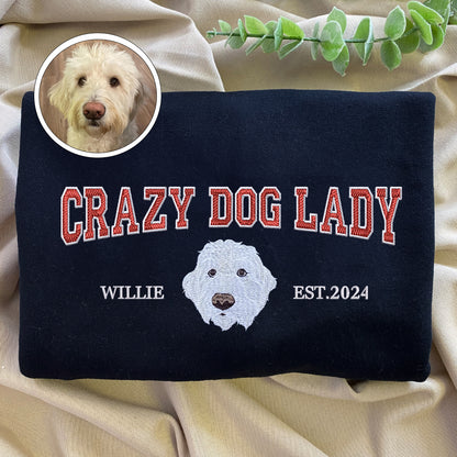 Custom Full-Color Varsity Crazy Dog Lady Hoodie