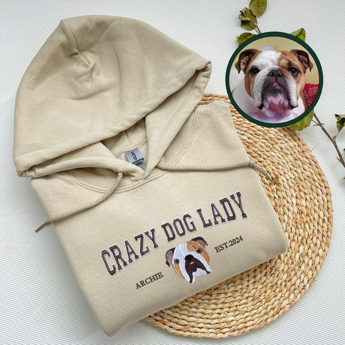 Custom Full-Color Varsity Crazy Dog Lady Hoodie