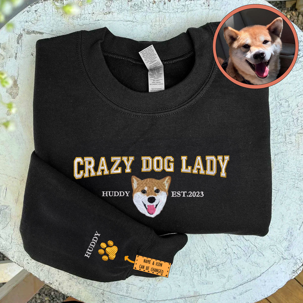 Custom Full-Color Varsity Crazy Dog Lady Sweatshirt