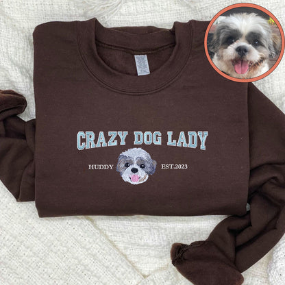 Custom Full-Color Varsity Crazy Dog Lady Sweatshirt