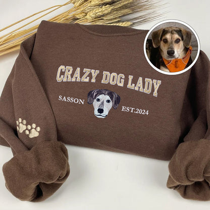 Custom Full-Color Varsity Crazy Dog Lady Sweatshirt