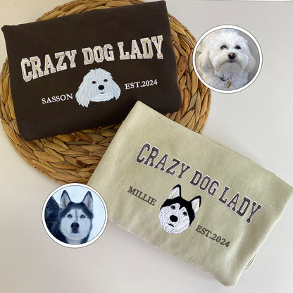 Custom Full-Color Varsity Crazy Dog Lady Sweatshirt