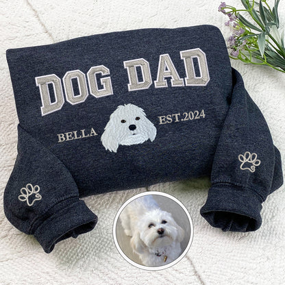 Custom Full-Color Varsity Dog Dad Embroidered Hoodie