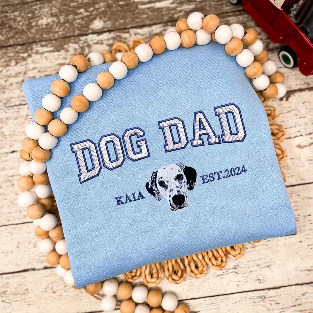 Custom Full-Color Varsity Dog Dad Embroidered Hoodie