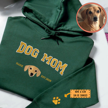 Custom Full-Color Varsity Dog Mom Embroidered Hoodie